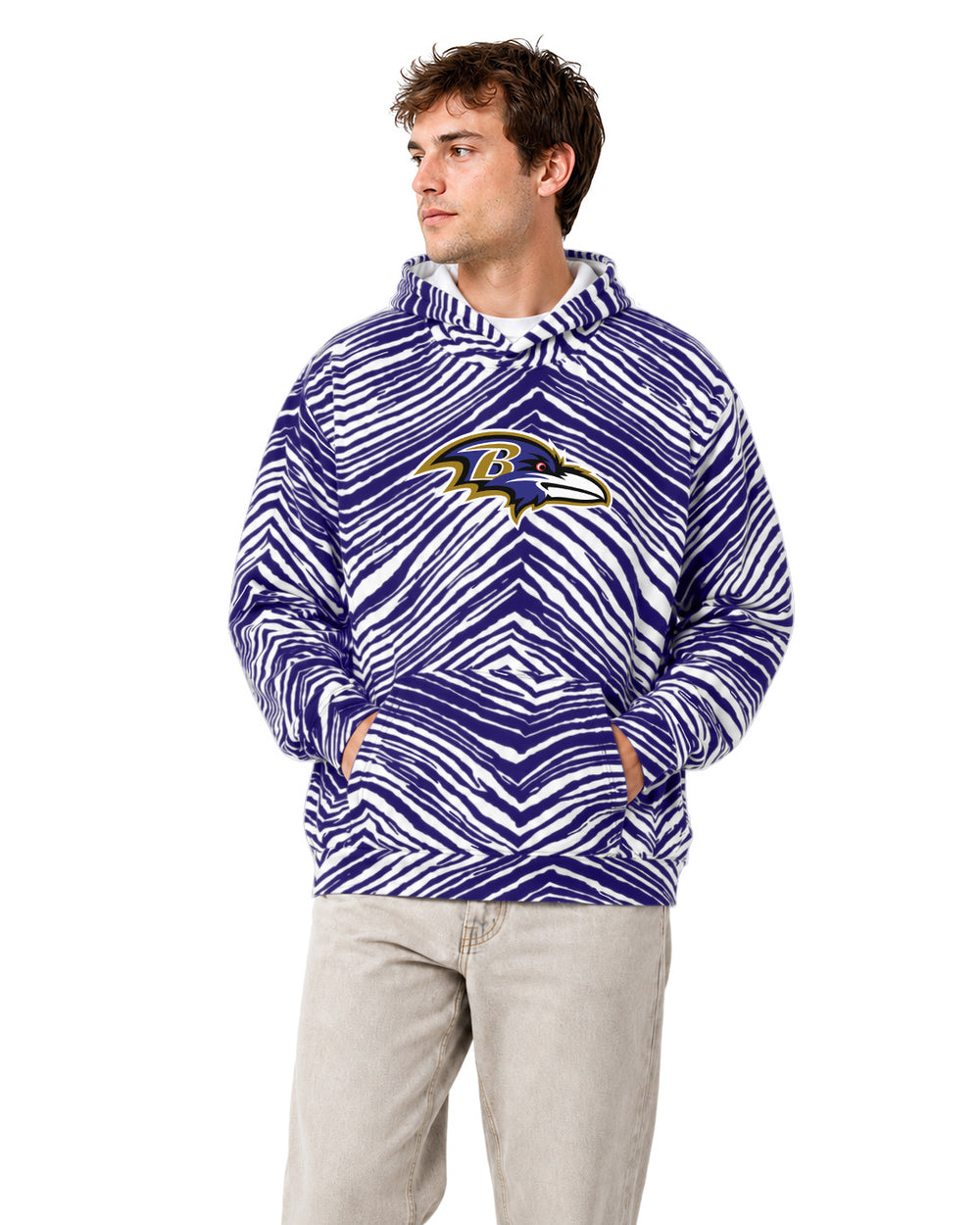 Empty Zebra Zubaz NFL Baltimore Ravens Unisex 1 Color Zebra 90s Vintage Hoodie