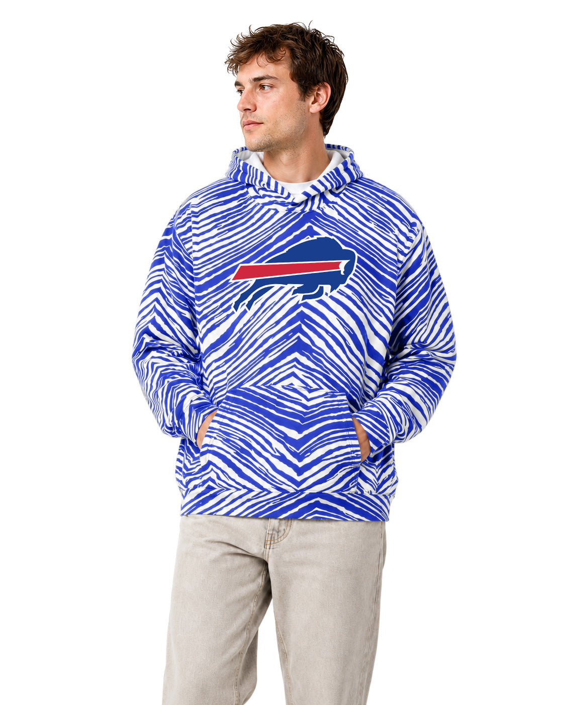 Zubaz NFL Men's & Women's 90s Zebra Mono Hoodie, Buffalo Bills