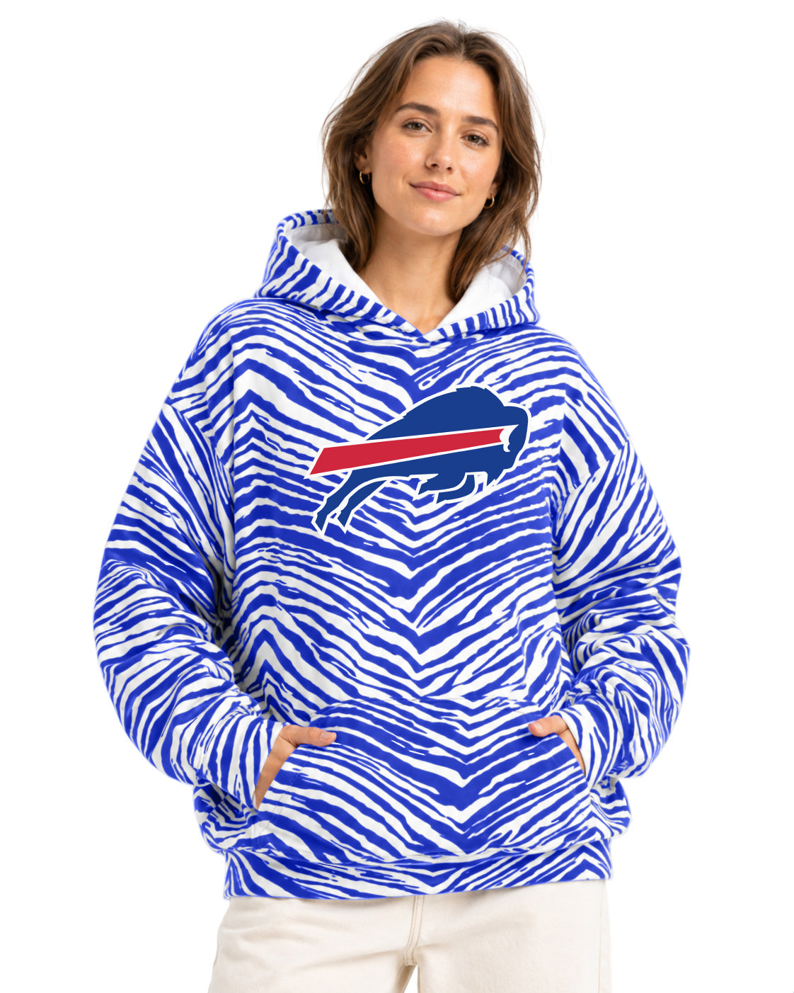 Zubaz NFL Men's & Women's 90s Zebra Mono Hoodie, Buffalo Bills