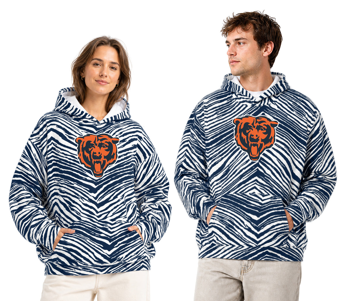 Zubaz NFL Men's & Women's 90s Zebra Mono Hoodie, Chicago Bears