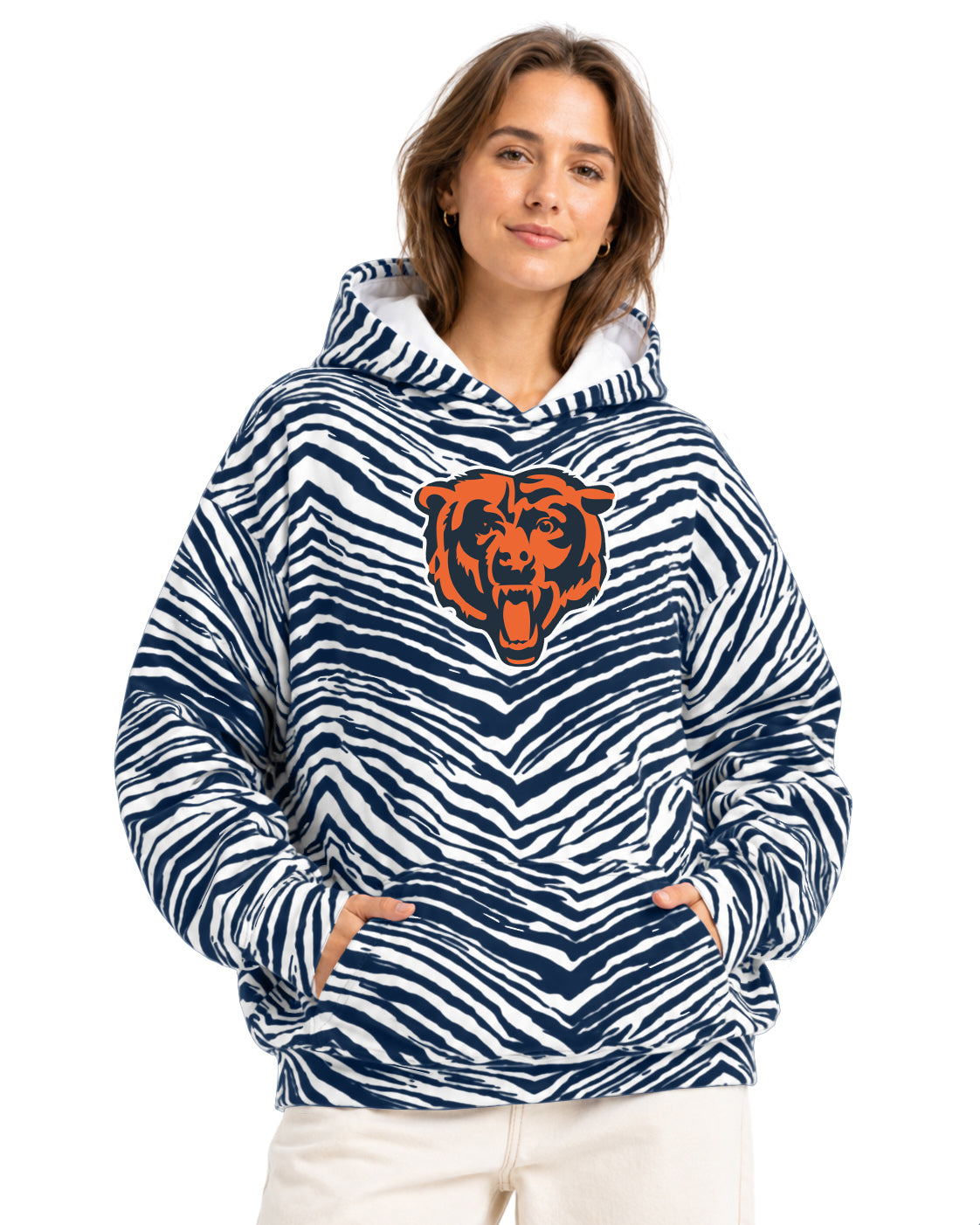 Zubaz NFL Men's & Women's 90s Zebra Mono Hoodie, Chicago Bears