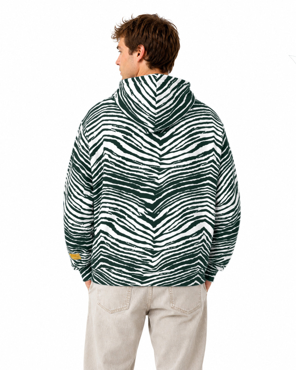 Zubaz NFL Men's & Women's 90s Zebra Mono Hoodie, Green Bay Packers