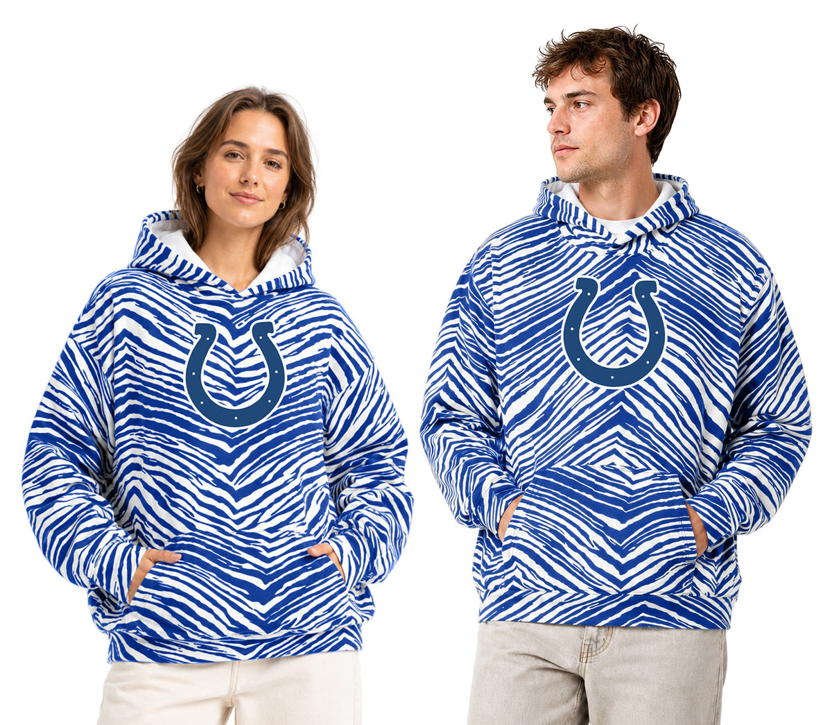 Zubaz NFL Men's & Women's 90s Zebra Mono Hoodie, Indianapolis Colts