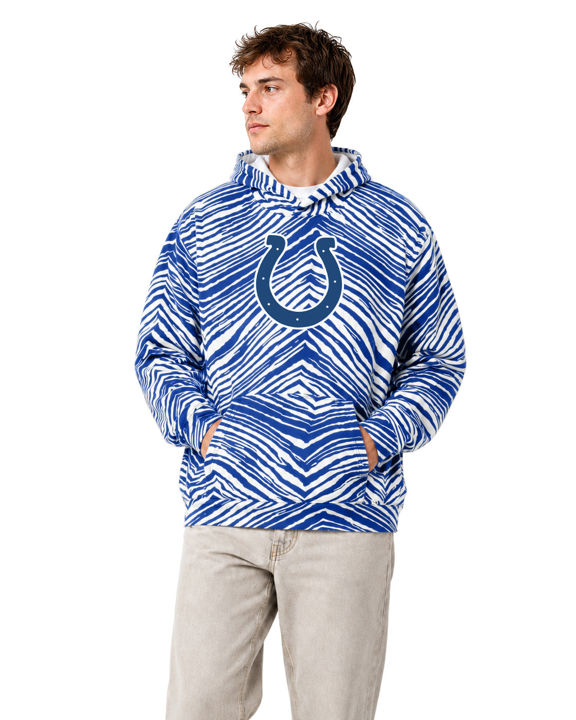 Zubaz NFL Men's & Women's 90s Zebra Mono Hoodie, Indianapolis Colts