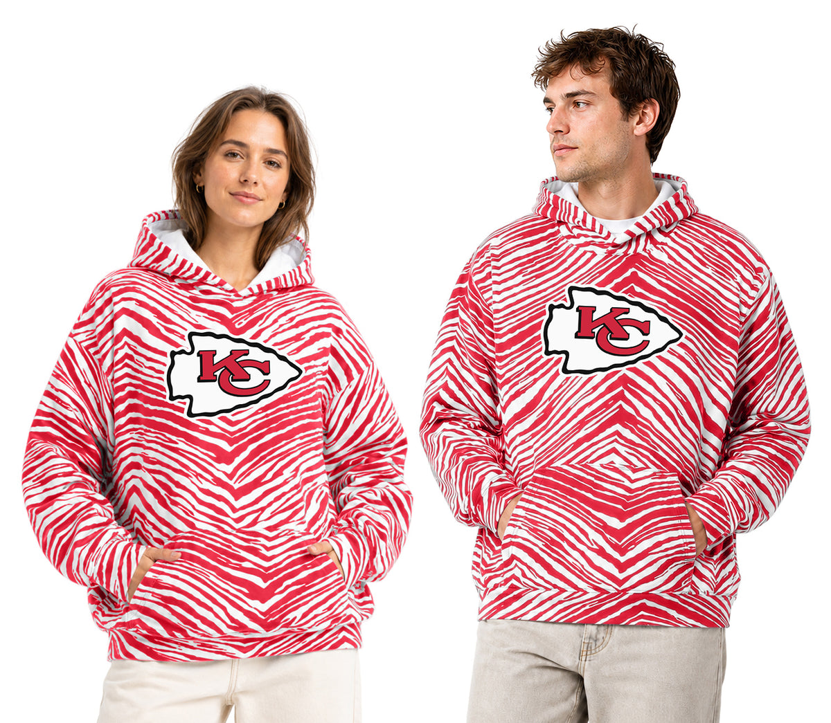 Zubaz NFL Men's & Women's 90s Zebra Mono Hoodie, Kansas City Chiefs
