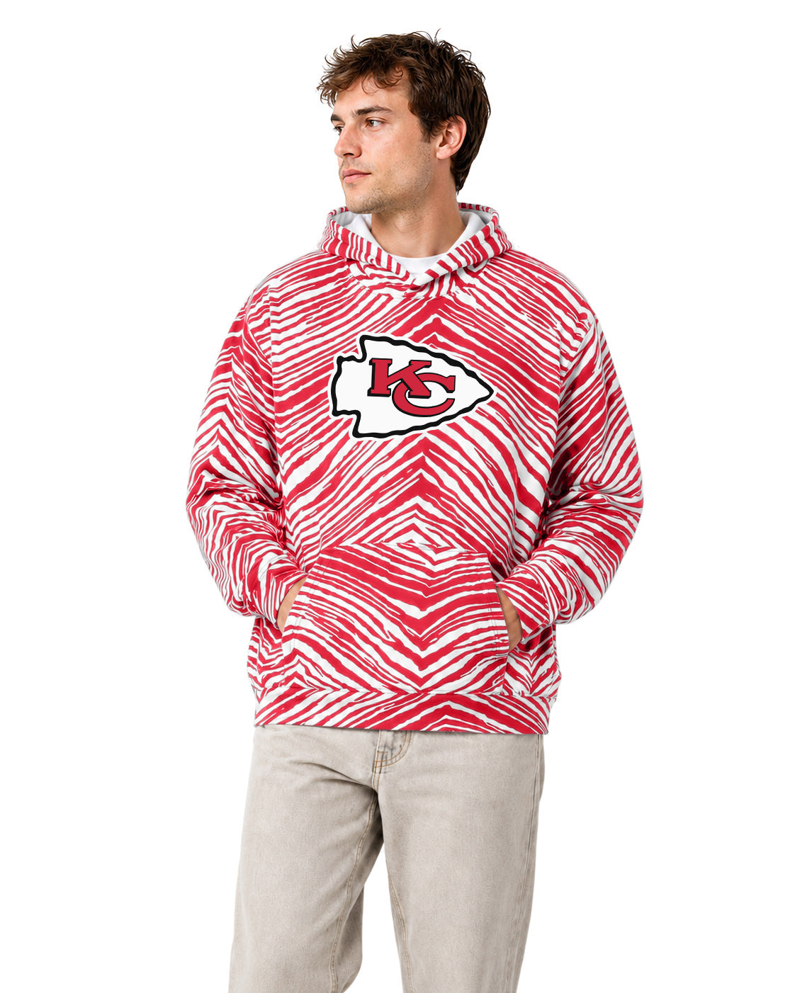 Zubaz NFL Men's & Women's 90s Zebra Mono Hoodie, Kansas City Chiefs