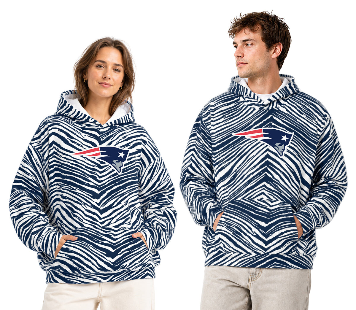Zubaz NFL Men's & Women's 90s Zebra Mono Hoodie, New England Patriots