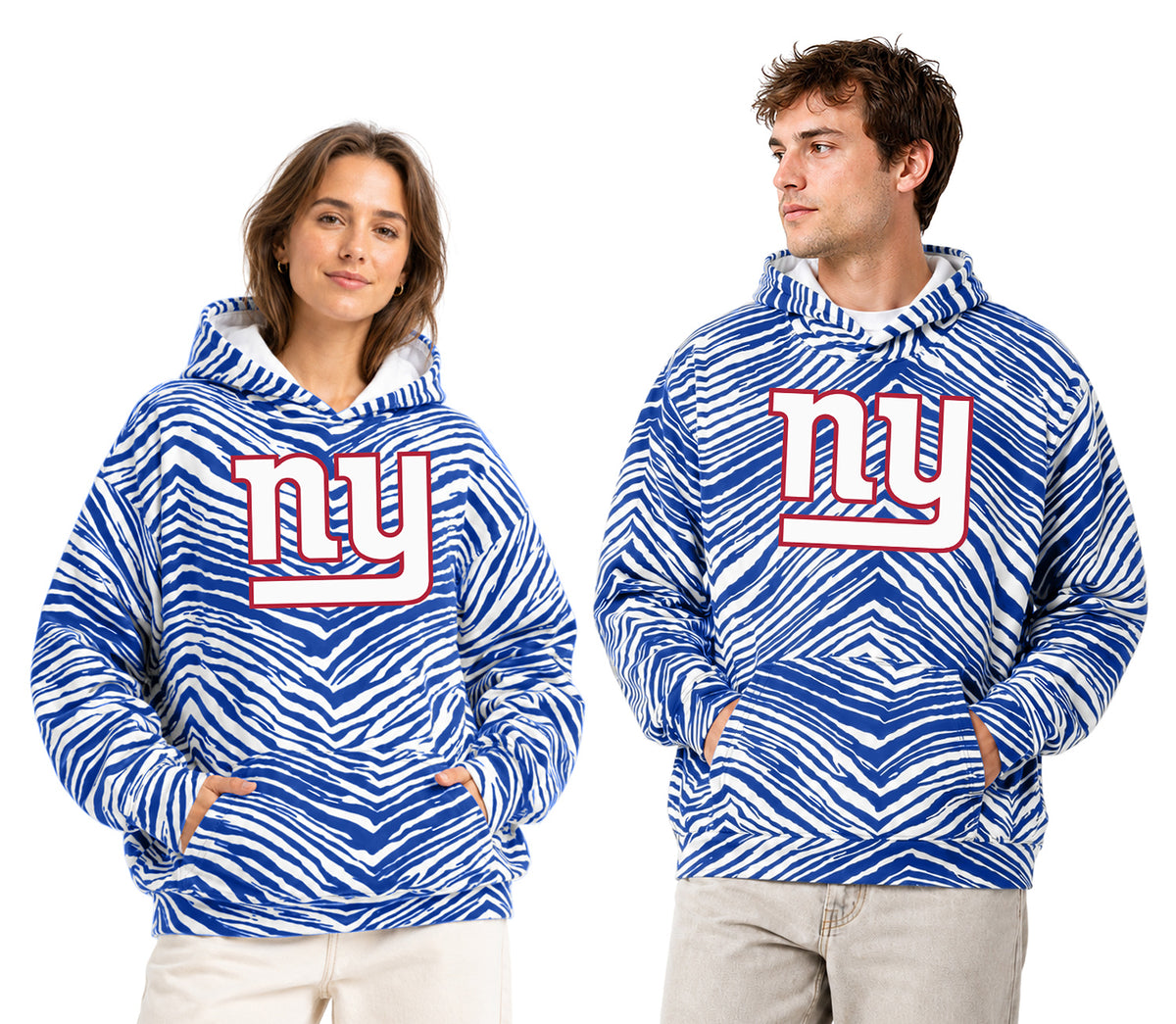 Zubaz NFL Men's & Women's 90s Zebra Mono Hoodie, New York Giants