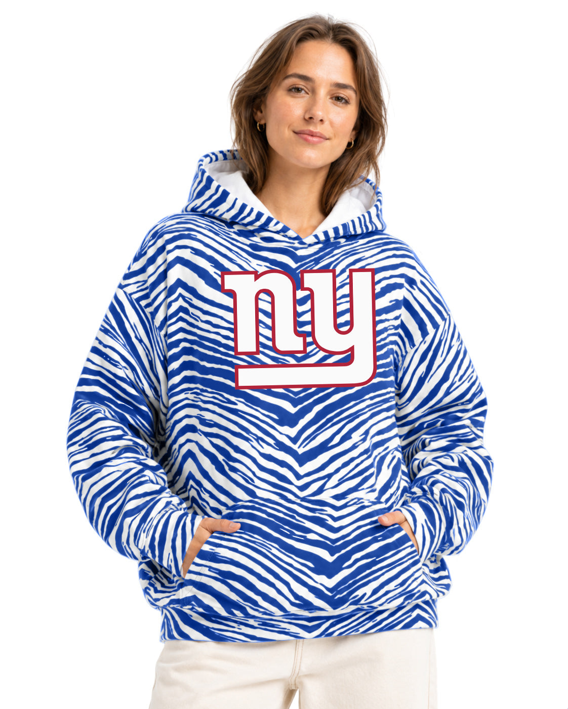 Zubaz NFL Men's & Women's 90s Zebra Mono Hoodie, New York Giants
