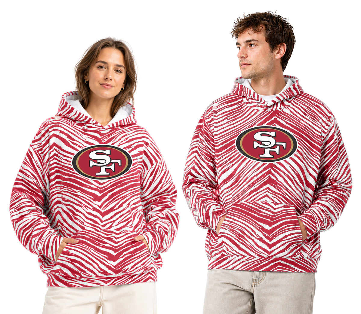 Zubaz NFL Men's & Women's 90s Zebra Mono Hoodie, San Francisco 49ers