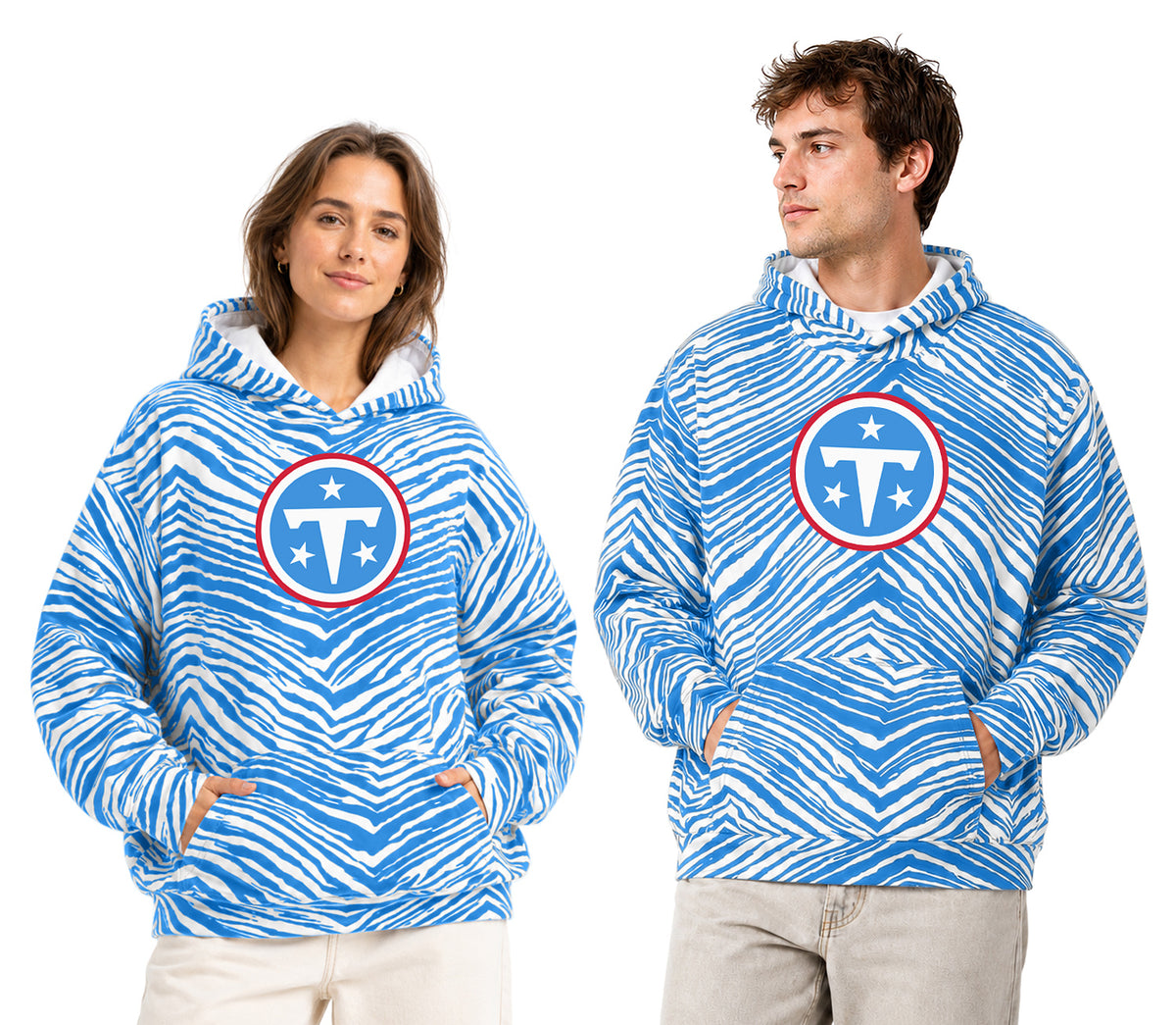 Zubaz NFL Tennessee Titans Unisex 1 Color Zebra 90s Vintage Hoodie