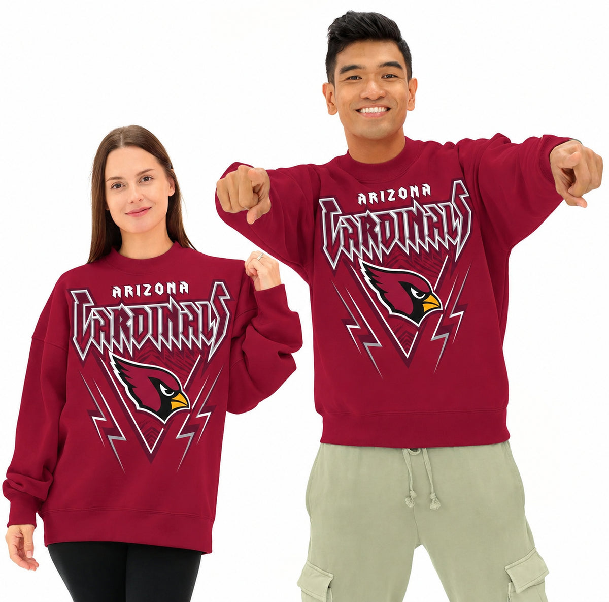 Zubaz NFL Men's & Women's 90s Heavy Metal Crew, Arizona Cardinals