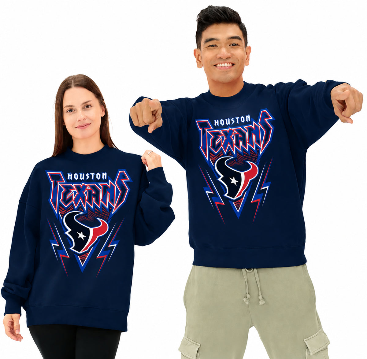 Zubaz NFL Houston Texans Unisex Team Color Zebra Fade 90s Vintage Heavy Metal Crewneck Sweatshirt