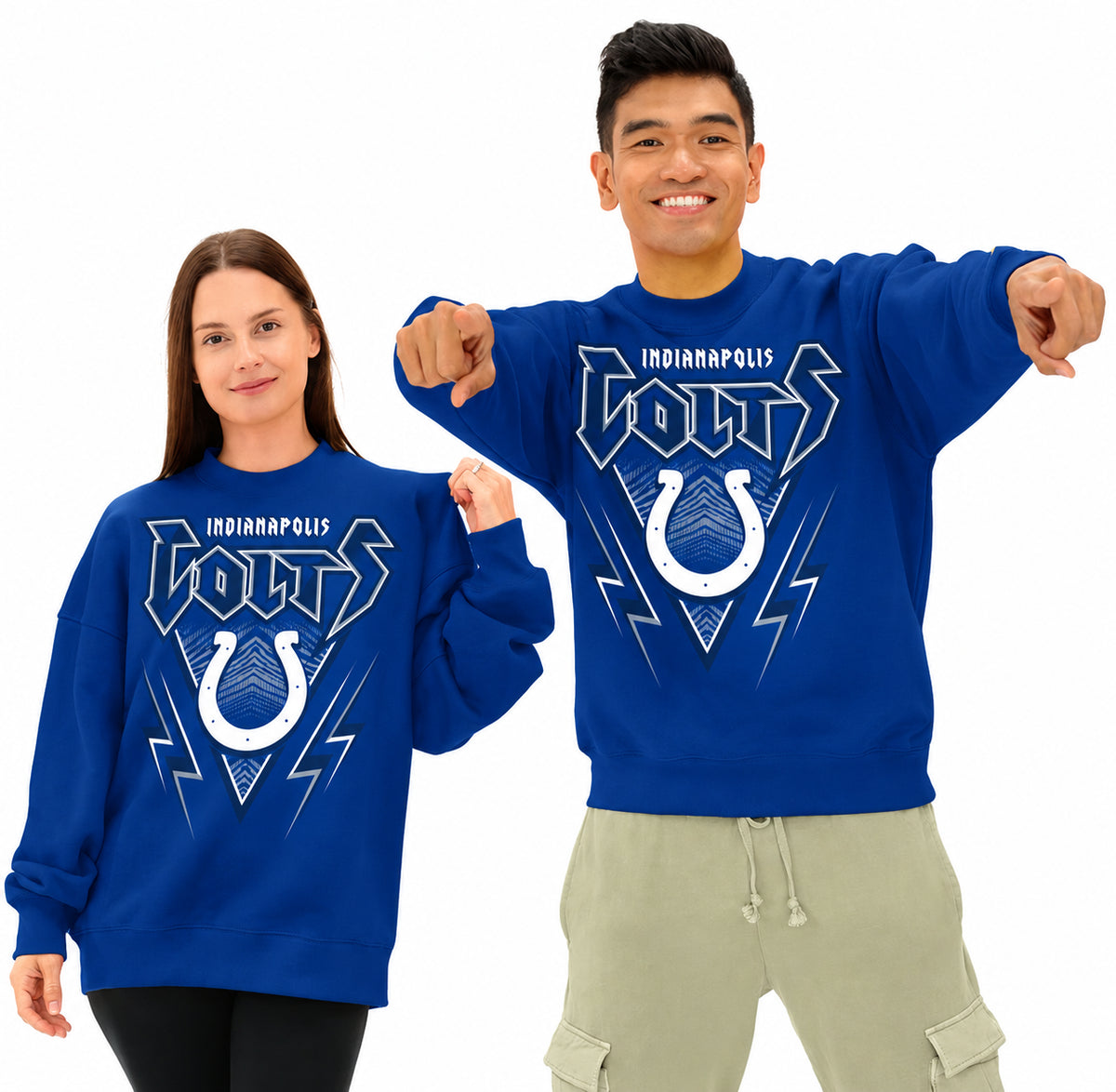Zubaz NFL Men's & Women's 90s Heavy Metal Crew, Indianapolis Colts
