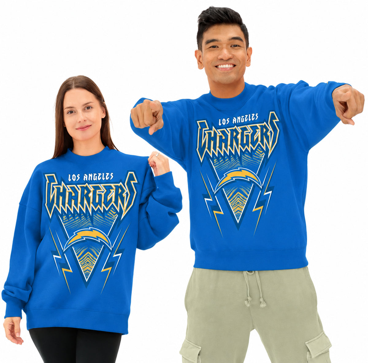 Zubaz NFL Men's & Women's 90s Heavy Metal Crew, Los Angeles Chargers