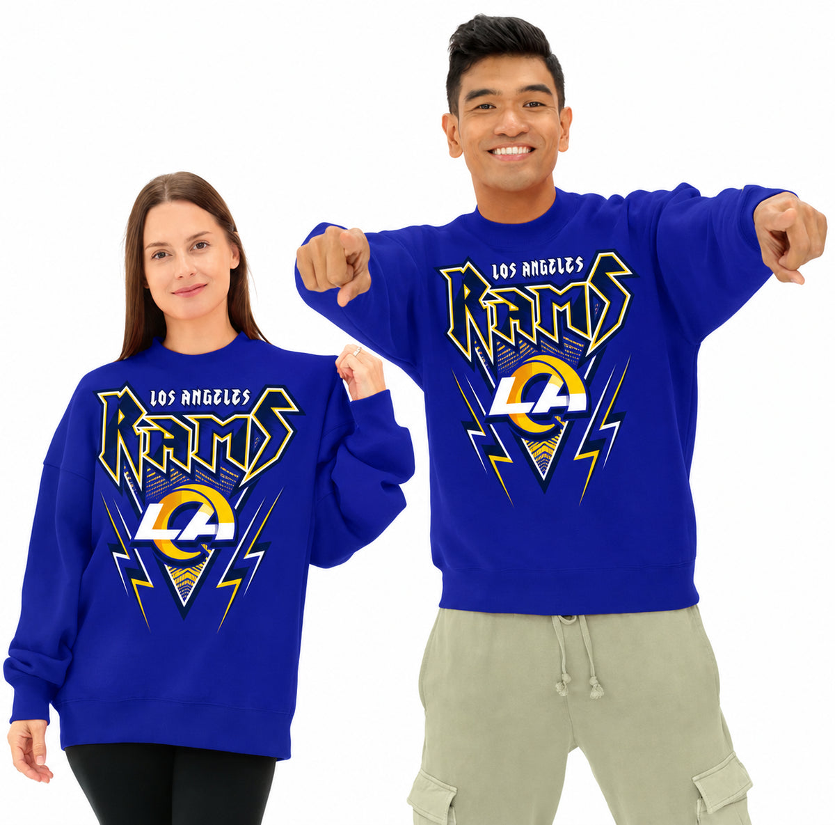 Zubaz NFL Men's & Women's 90s Heavy Metal Crew, Los Angeles Rams
