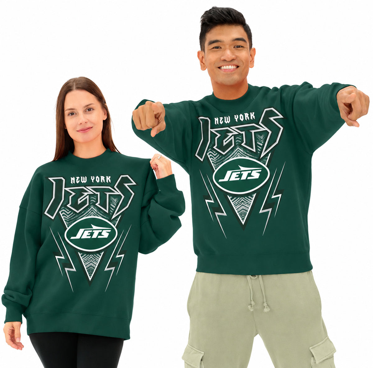 Zubaz NFL Men's & Women's 90s Heavy Metal Graphic Crew, New York Jets