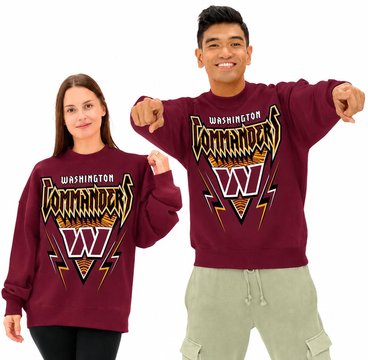 Zubaz NFL Men's & Women's 90s Heavy Metal Crew, Washington Commanders