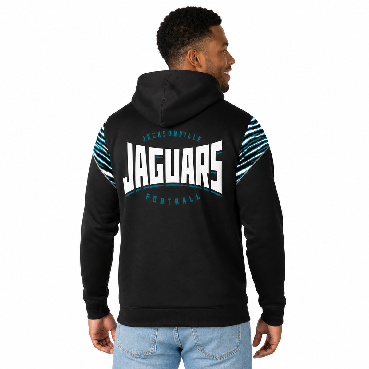 Zubaz NFL Jacksonville Jaguars Men's 3 Color Zebra Bands and Hood-Liner Play Action Full-Zip Hoodie