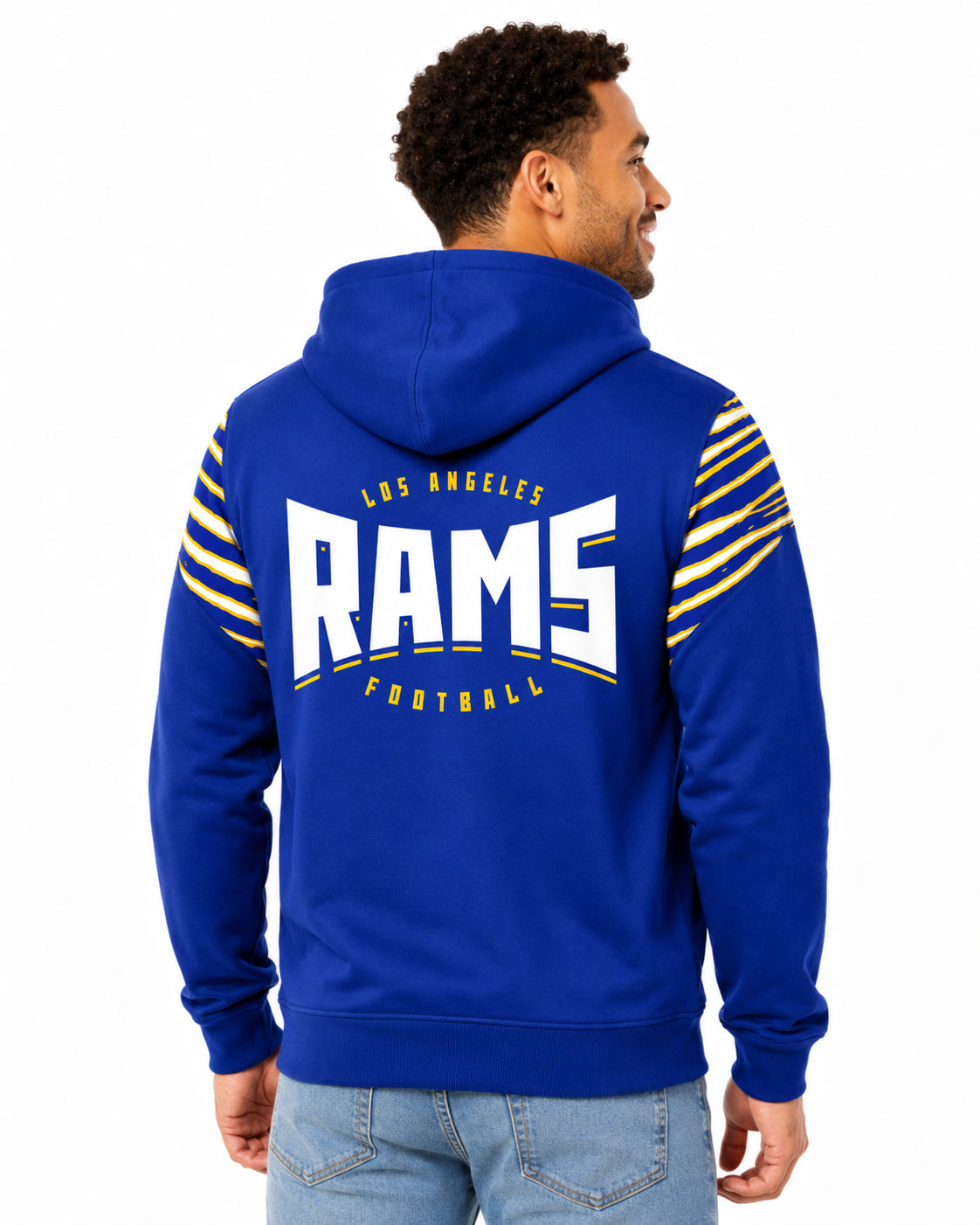 Zubaz NFL Los Angeles Rams Men's 3 Color Zebra Bands and Hood-Liner Play Action Full-Zip Hoodie