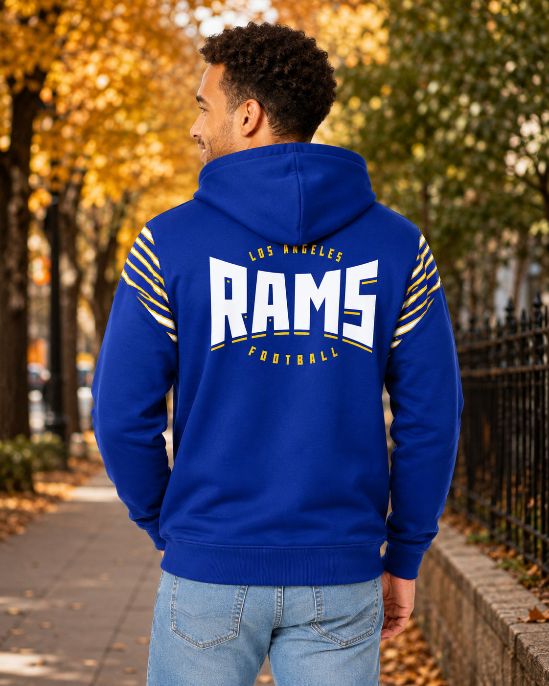 Zubaz NFL Los Angeles Rams Men's 3 Color Zebra Bands and Hood-Liner Play Action Full-Zip Hoodie