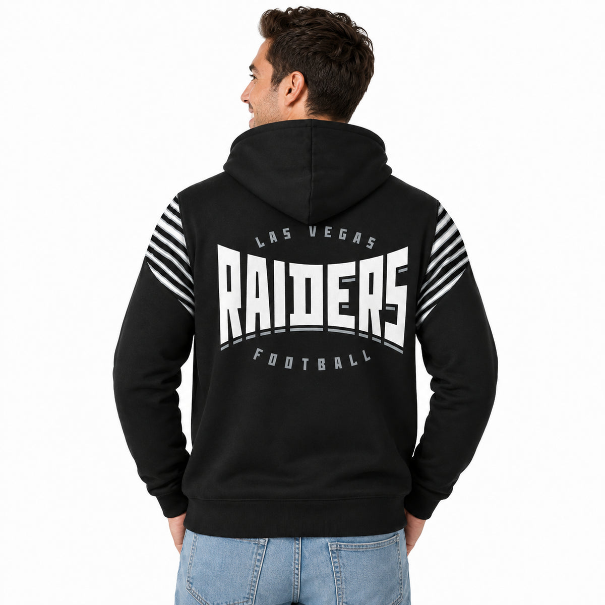 Zubaz NFL Las Vegas Raiders Men's 3 Color Zebra Bands and Hood-Liner Play Action Full-Zip Hoodie