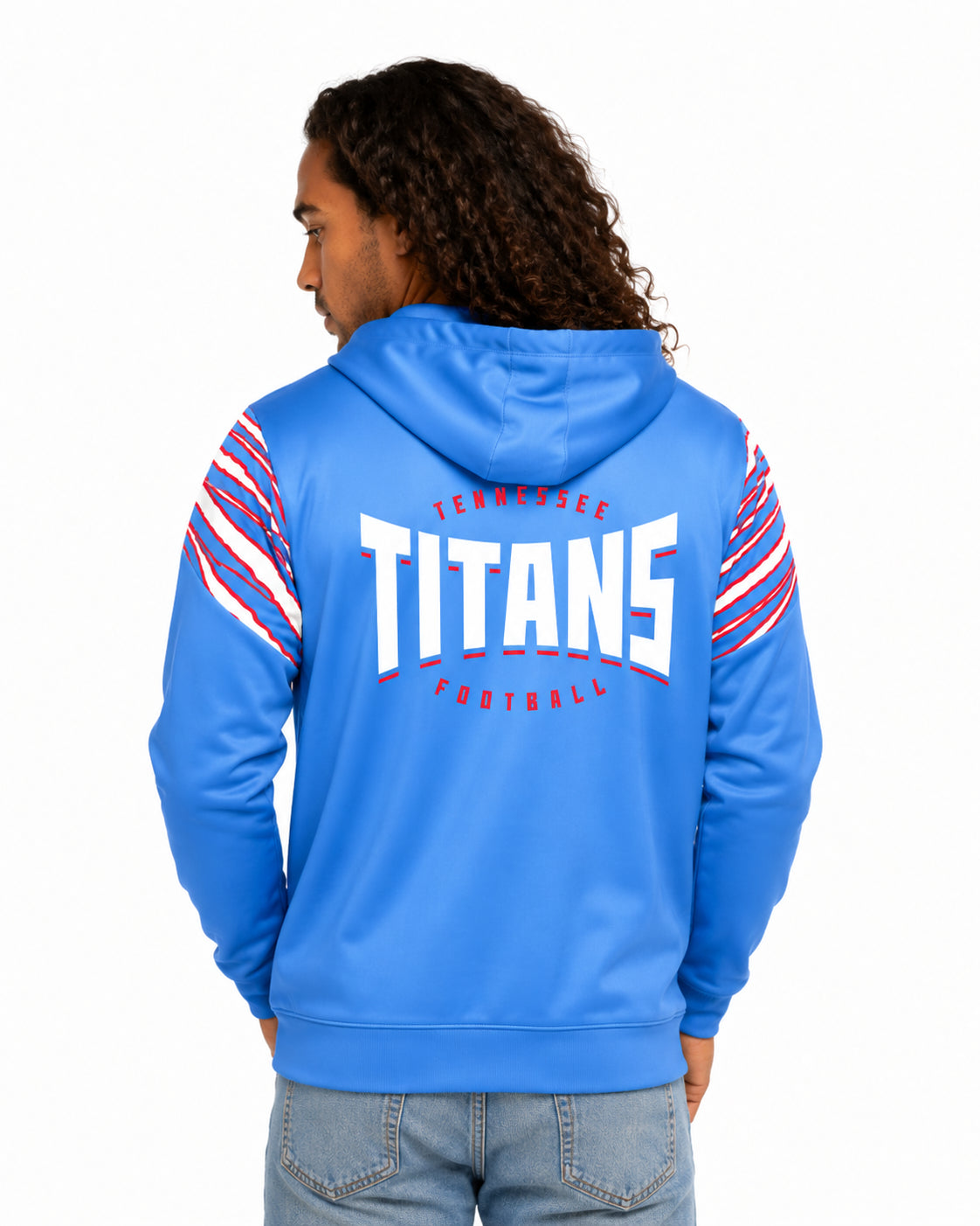 Zubaz NFL Tennessee Titans Men's 3 Color Zebra Bands and Hood-Liner Play Action Full-Zip Hoodie