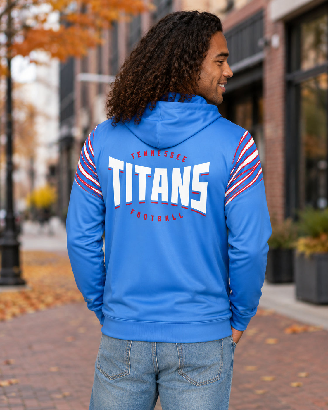 Zubaz NFL Tennessee Titans Men's 3 Color Zebra Bands and Hood-Liner Play Action Full-Zip Hoodie