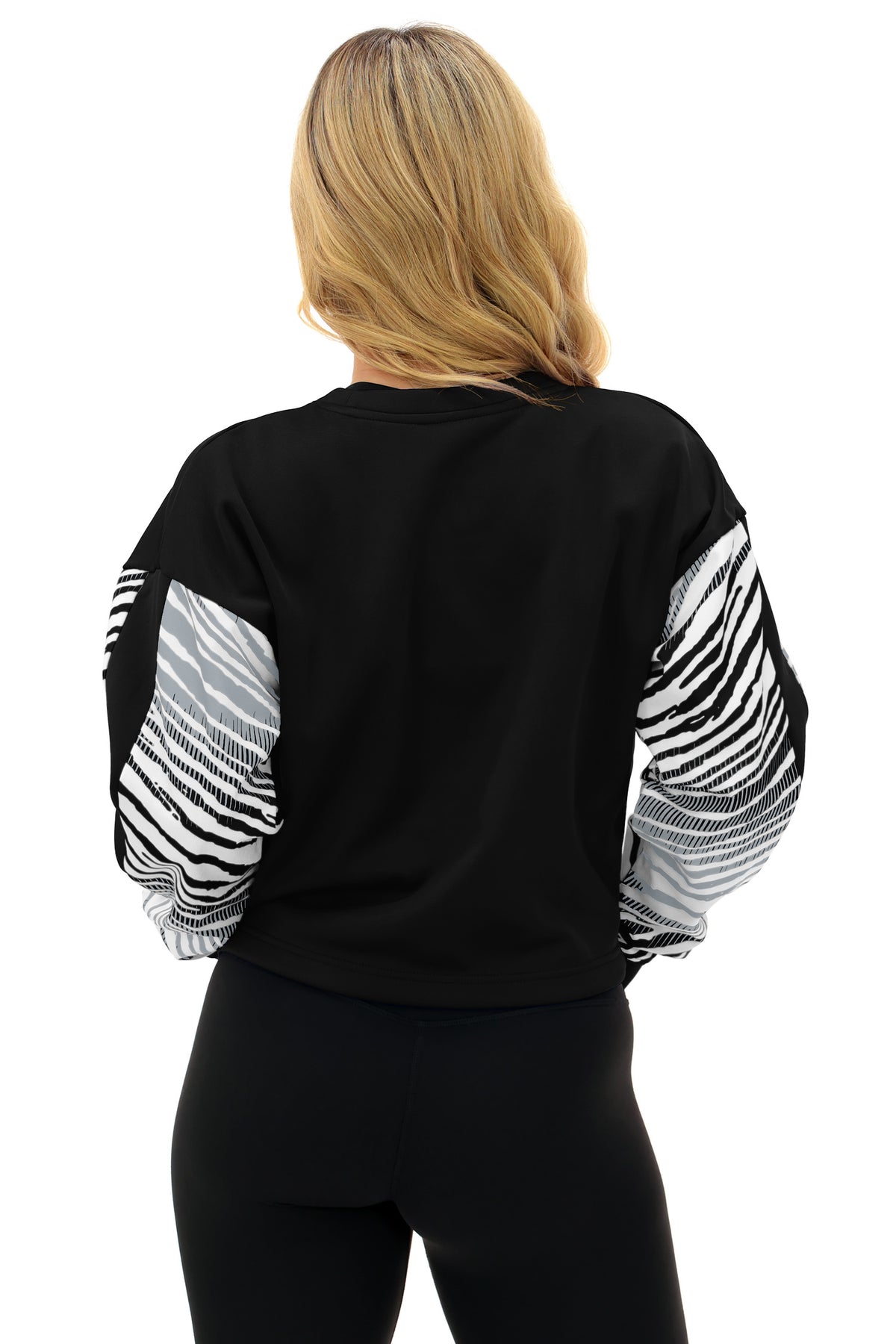 Zubaz NFL Las Vegas Raiders Women's Zebra Ombre-Sleeve Classic Arch Crop Top