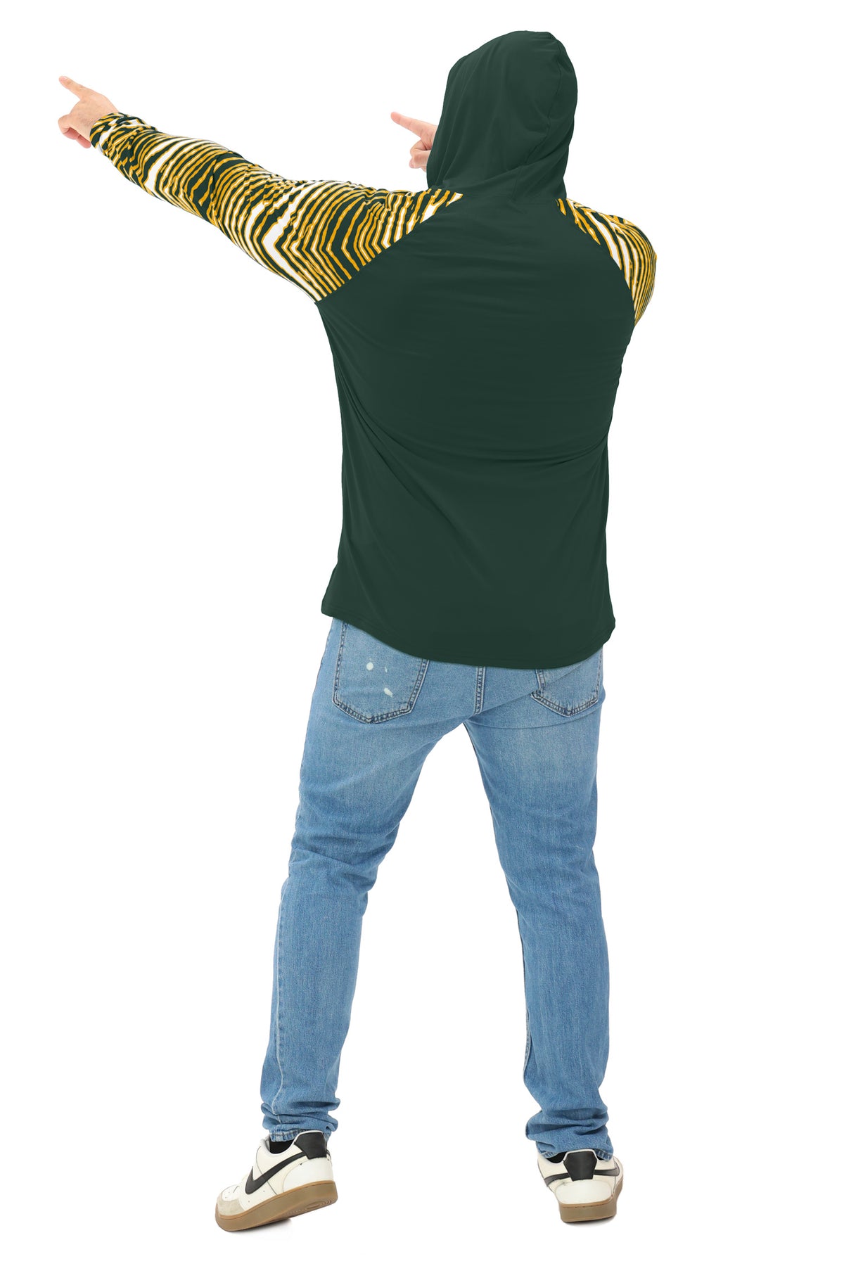 Zubaz NFL Green Bay Packers Men's Formation 3 Color Zebra Sleeves Lightweight Hoodie