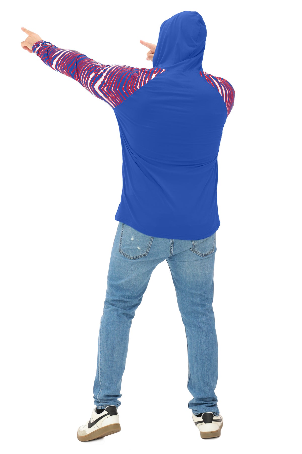 Zubaz NFL New York Giants Men's Formation 3 Color Zebra Sleeves Lightweight Hoodie