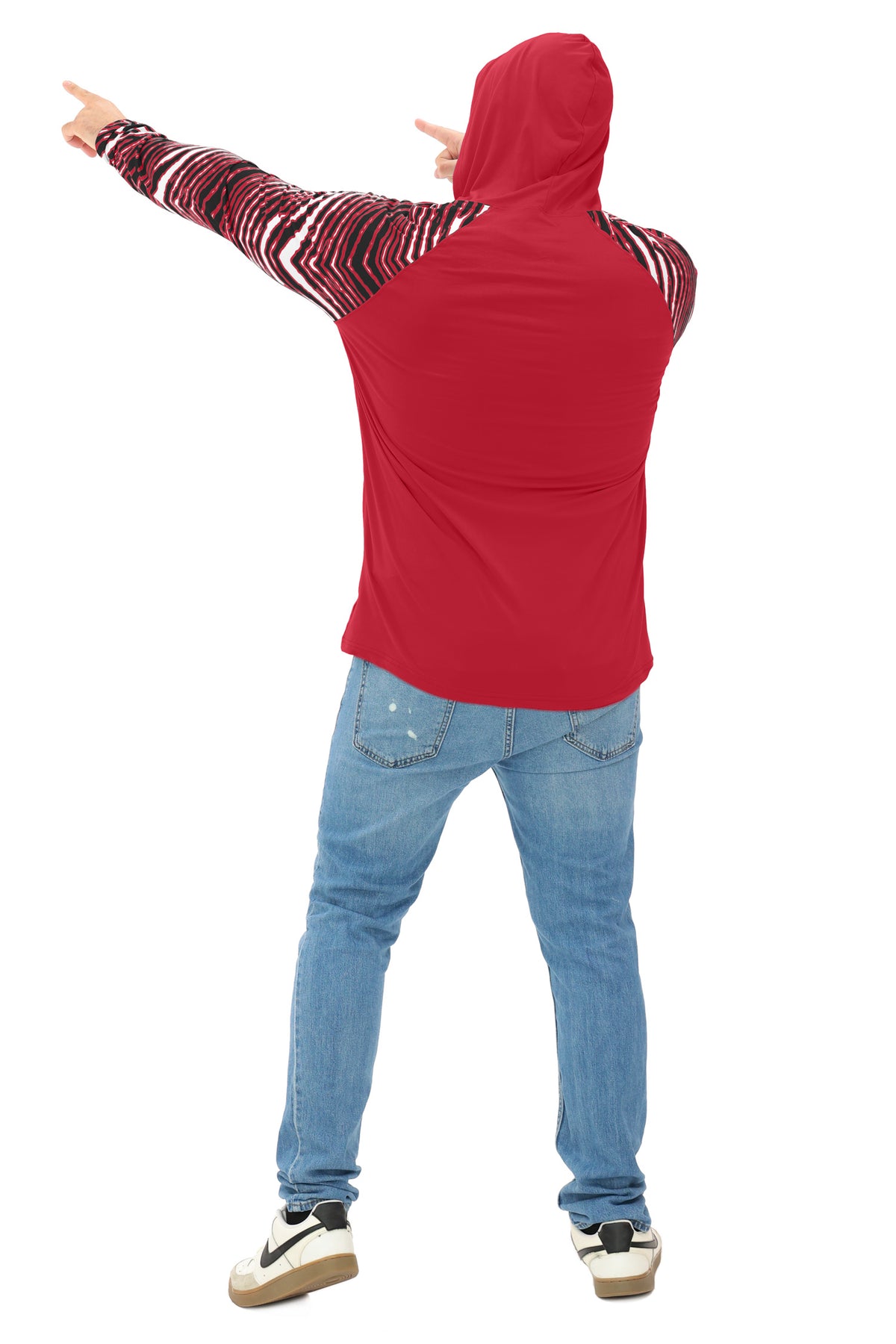 Zubaz NFL Tampa Bay Buccaneers Men's Formation 3 Color Zebra Sleeves Lightweight Hoodie