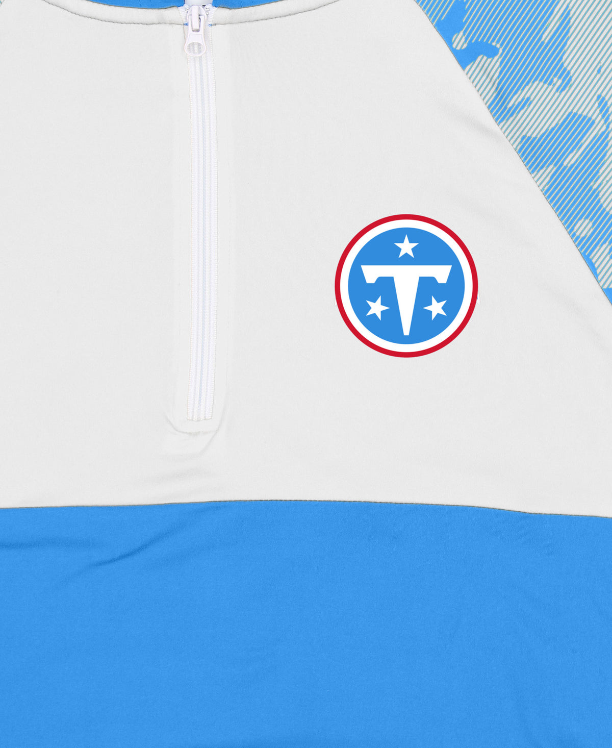 Zubaz NFL Tennessee Titans Men's Team Color Block Camo Line-Sleeve Lightweight 1/4-Zip Hoodie