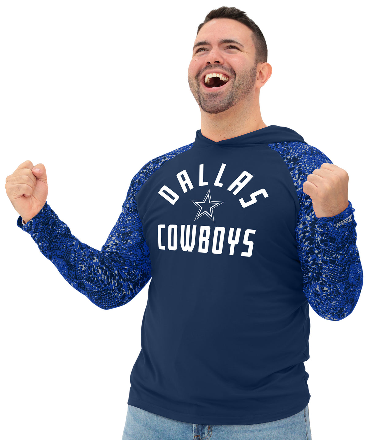 Zubaz NFL Dallas Cowboys Men's Formation Post Sleeves Lightweight Hoodie