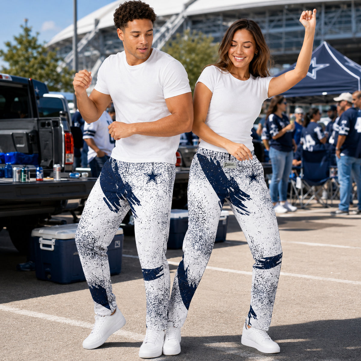 Zubaz NFL Adult Unisex Z88 Embroidered Confetti 3 Color Pants, Dallas Cowboys