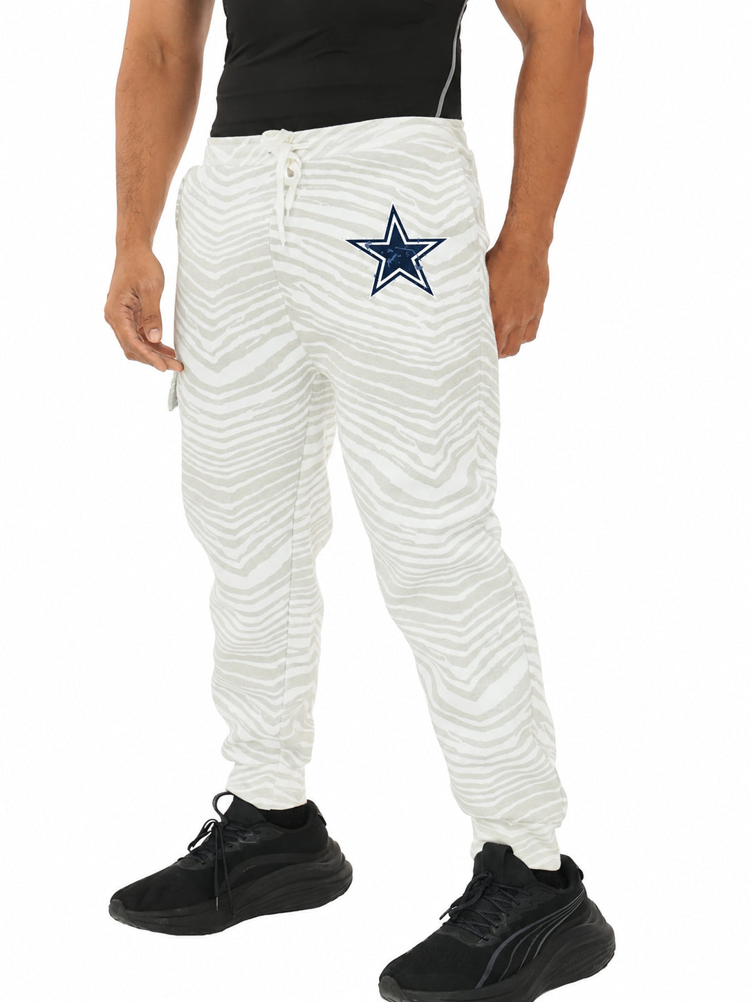 Zubaz NFL Dallas Cowboys Adult Unisex 2 Color Tonal Zebra 90s Vintage Team Cargo Joggers