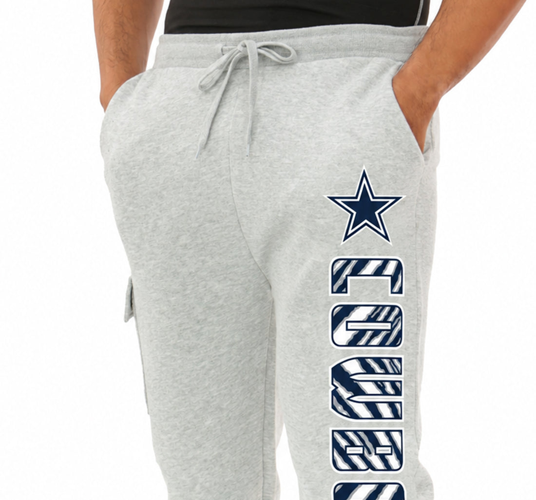 Zubaz NFL Dallas Cowboys Men's Gray 3 Color Upright Zebra Cargo Joggers
