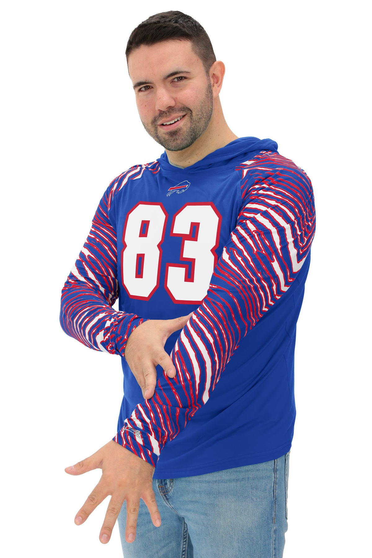 Zubaz NFL Legends Andre Reed Buffalo Bills Men's Legends Zebra Lightweight Hooded Tee