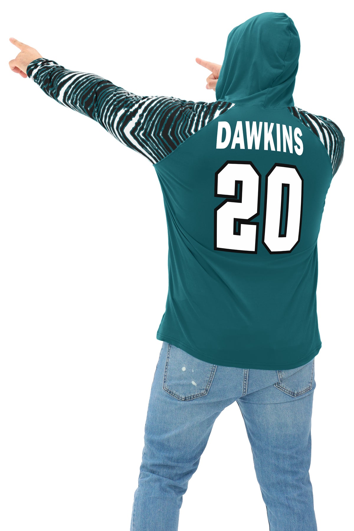 Zubaz NFL Legends Brian Dawkins Philadelphia Eagles Men's Legends Zebra Lightweight Hooded Tee