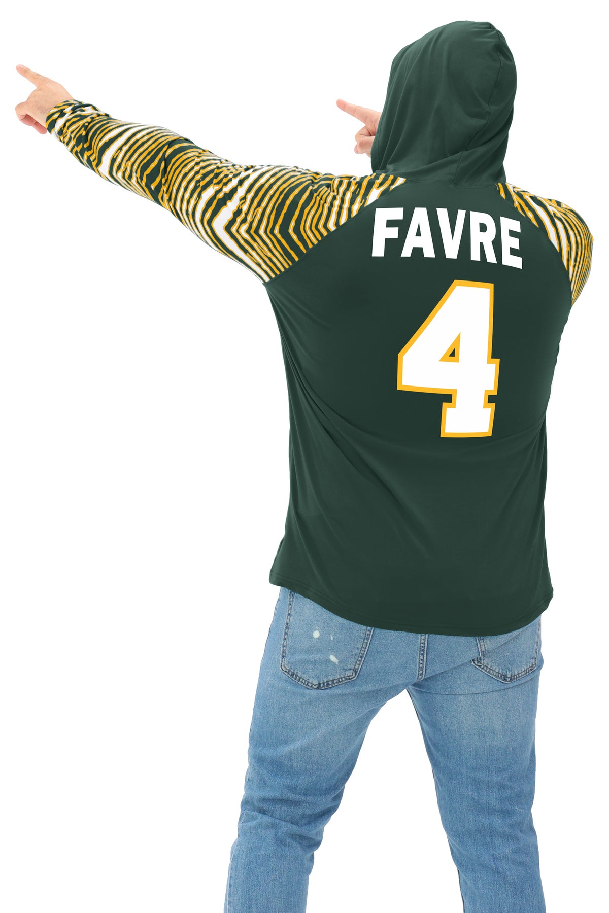 Zubaz NFL Legends Brett Favre Green Bay Packers Men's Legends Zebra Lightweight Hooded Tee