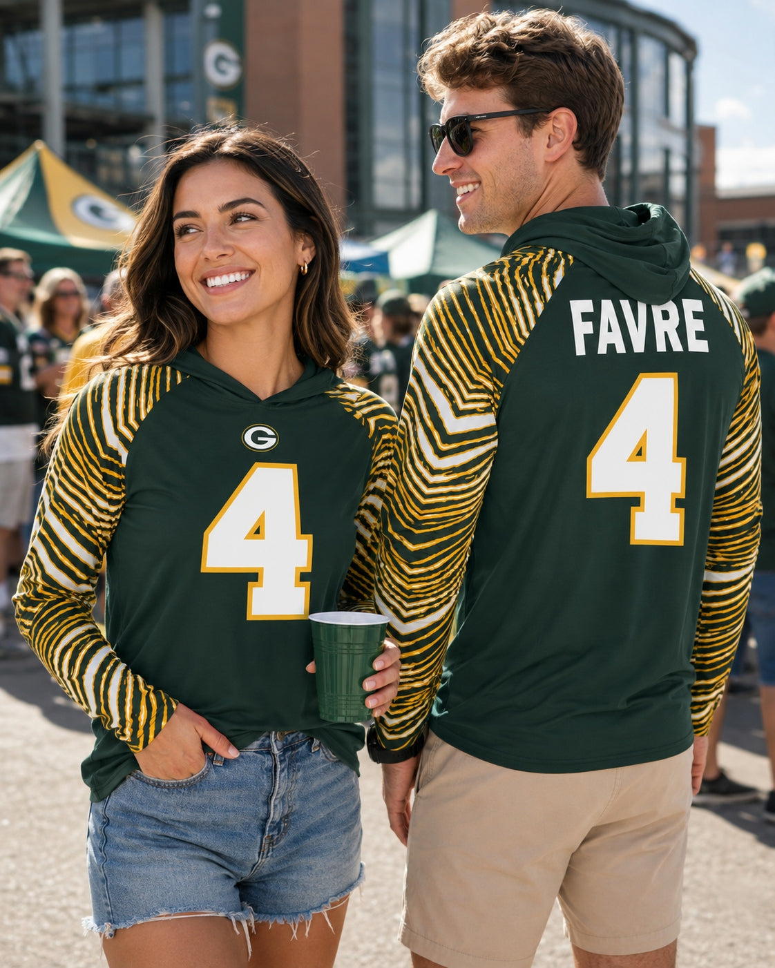 Zubaz NFL Legends Brett Favre Green Bay Packers Men's Legends Zebra Lightweight Hooded Tee