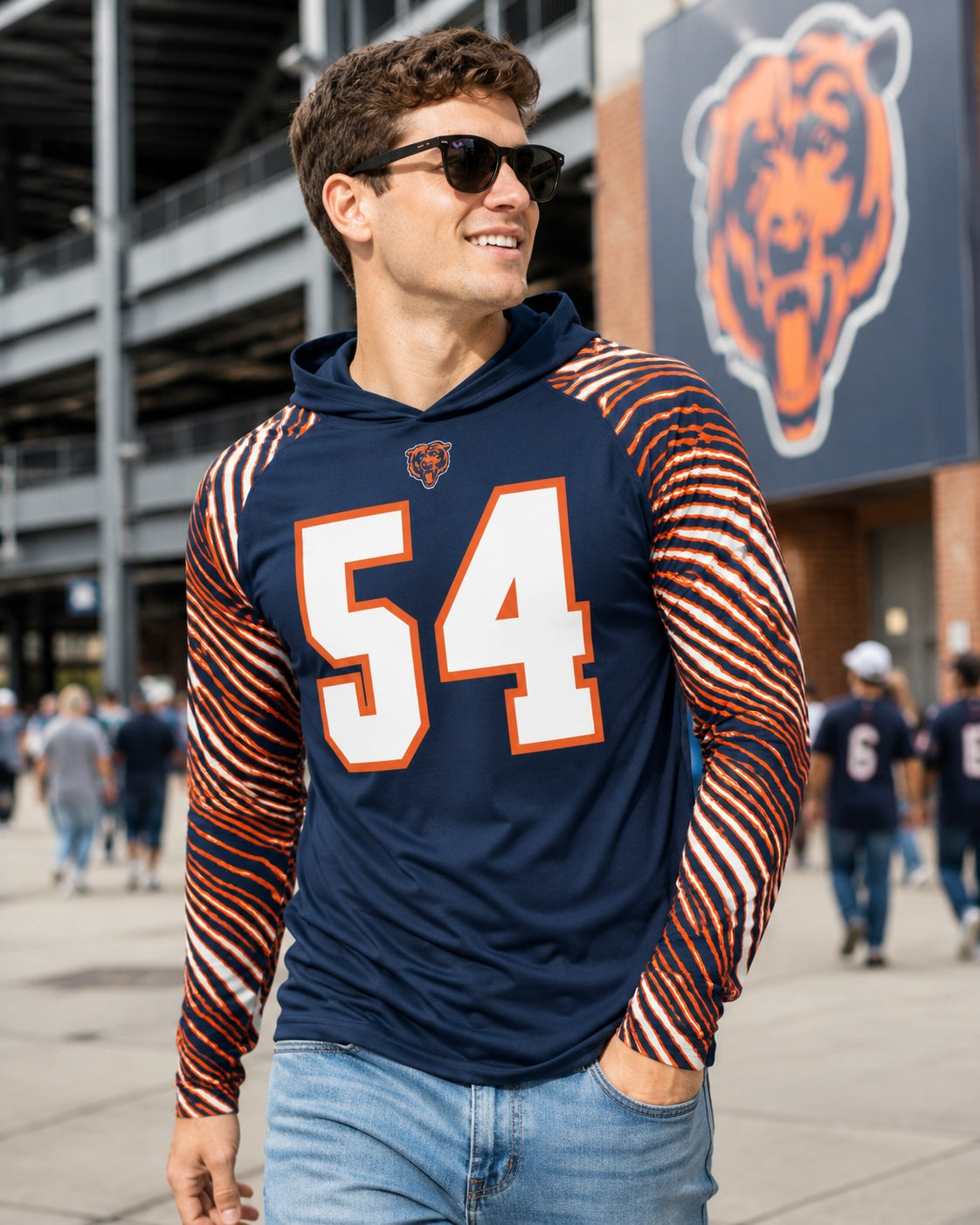 Zubaz NFL Legends Brian Urlacher Chicago Bears Men's Legends Zebra Lightweight Hooded Tee