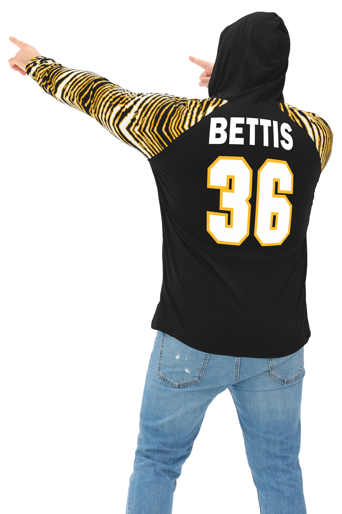 Zubaz NFL Legends Jerome Bettis Pittsburgh Steelers Men's Legends Zebra Lightweight Hooded Tee