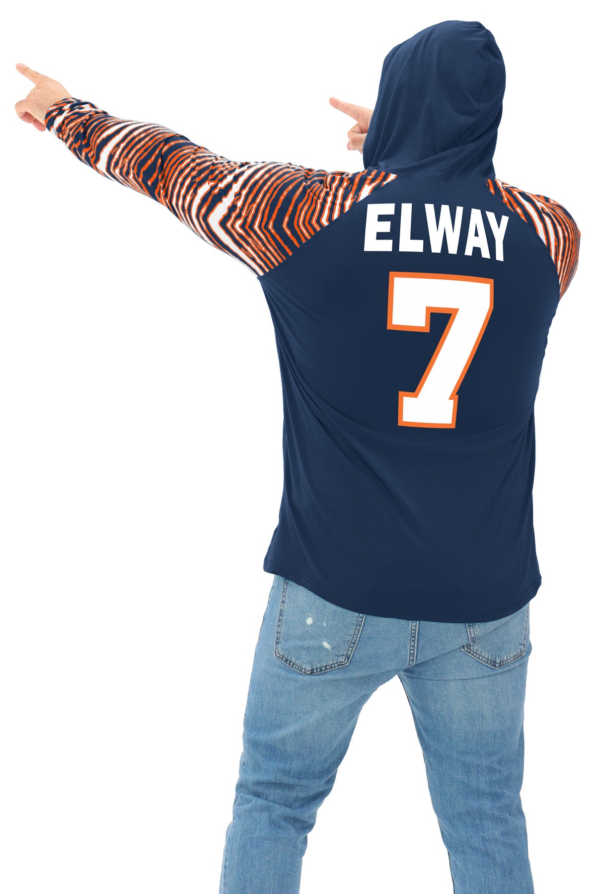 Zubaz NFL Legends John Elway Denver Broncos Men's Legends Zebra Lightweight Hooded Tee