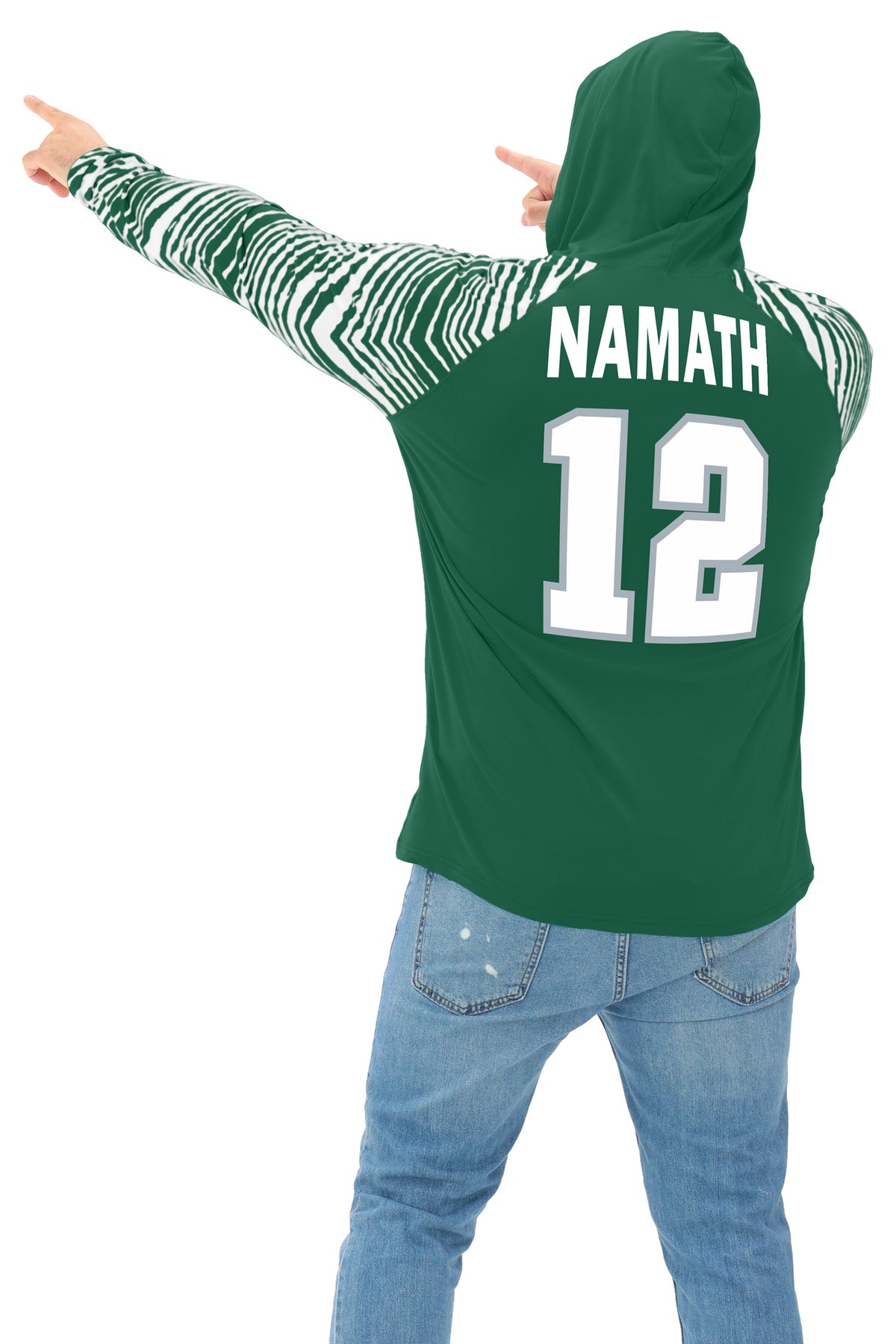 Zubaz NFL Legends Joe Namath New York Jets Men's Legends Zebra Lightweight Hooded Tee