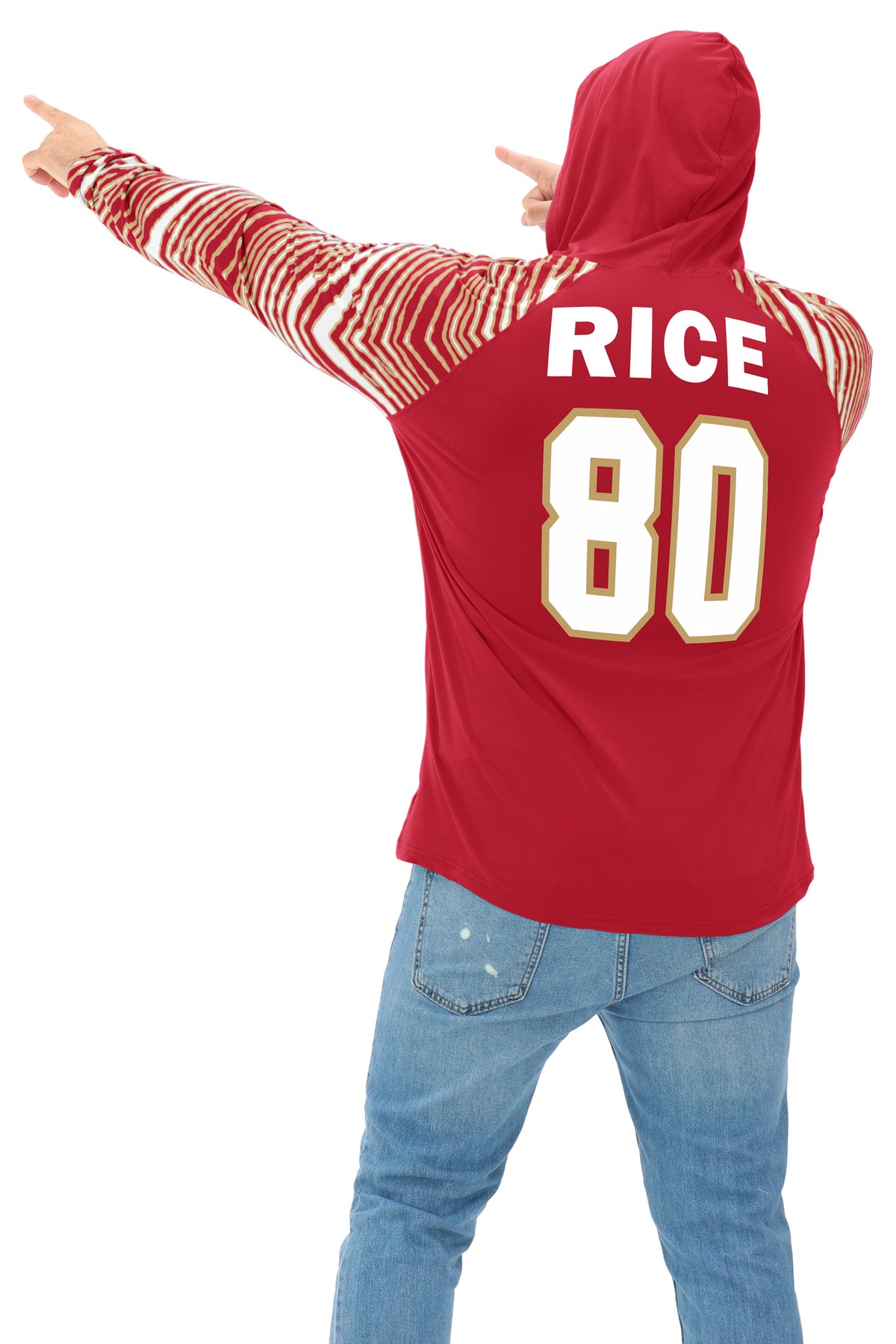 Zubaz NFL Legends Jerry Rice San Francisco 49ers Men's Legends Zebra Lightweight Hooded Tee