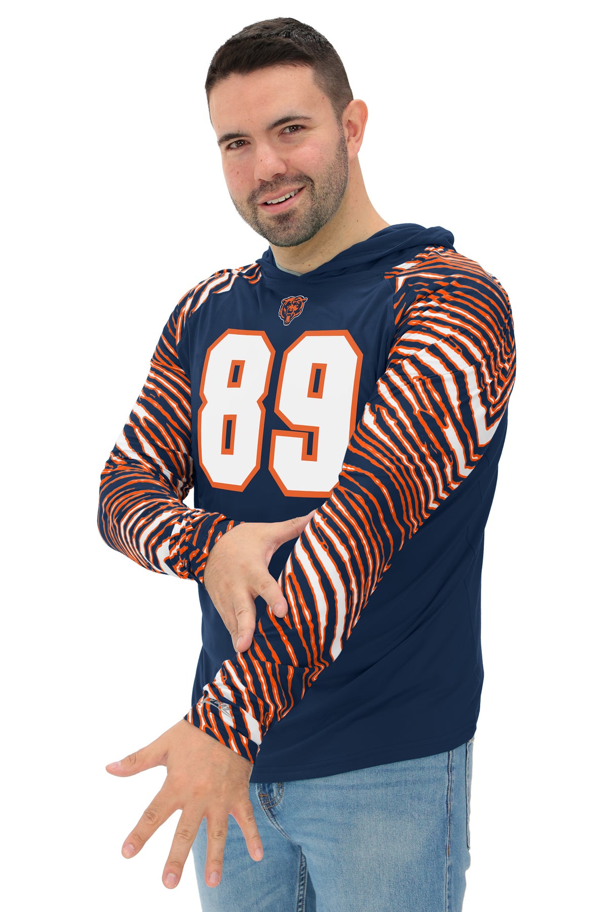 Zubaz NFL Legends Mike Ditka Chicago Bears Men's Legends Zebra Lightweight Hooded Tee