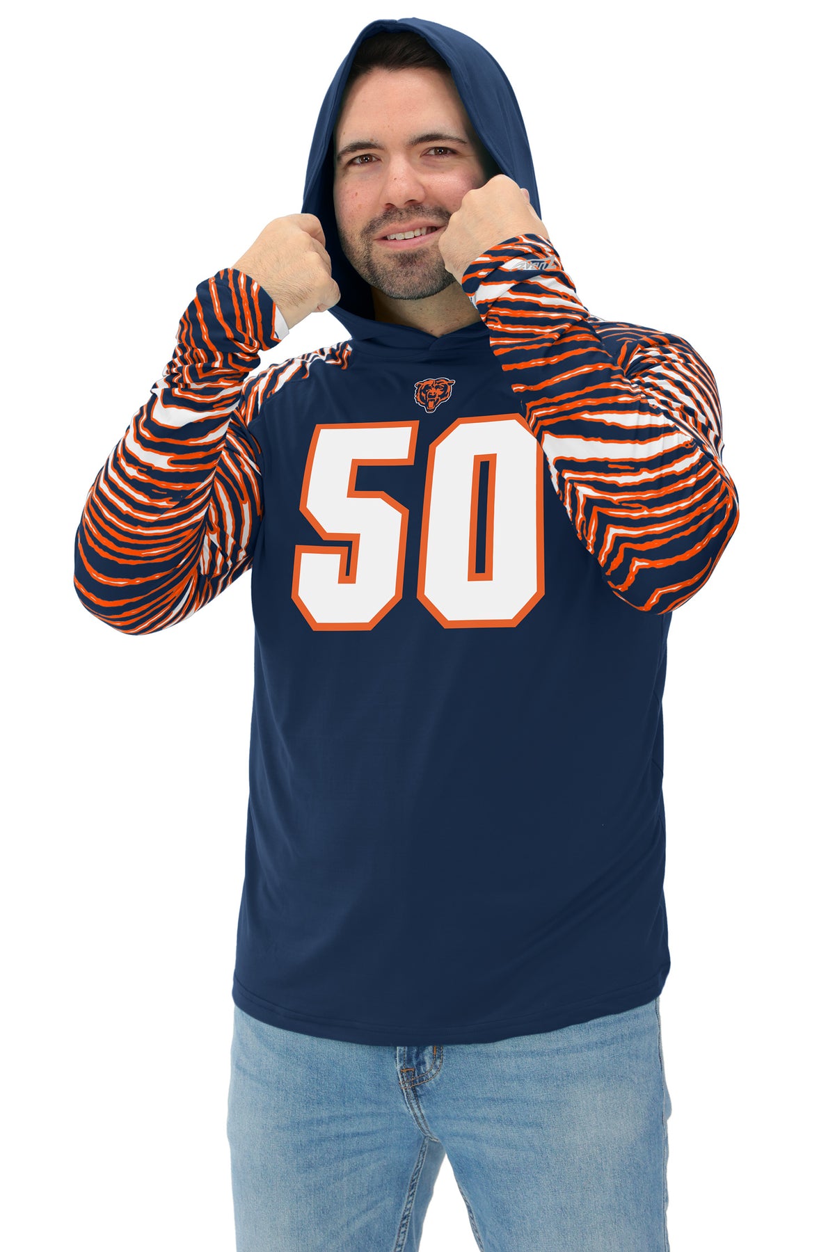 Zubaz NFL Legends Mike Singletary Chicago Bears Men's Legends Zebra Lightweight Hooded Tee
