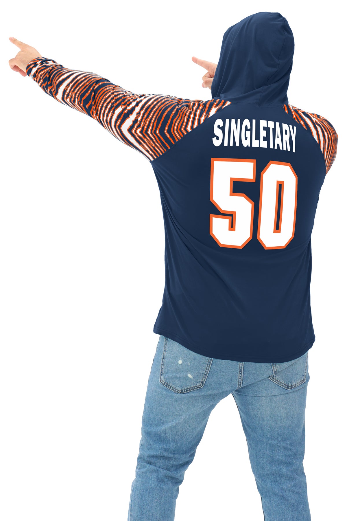 Zubaz NFL Legends Mike Singletary Chicago Bears Men's Legends Zebra Lightweight Hooded Tee
