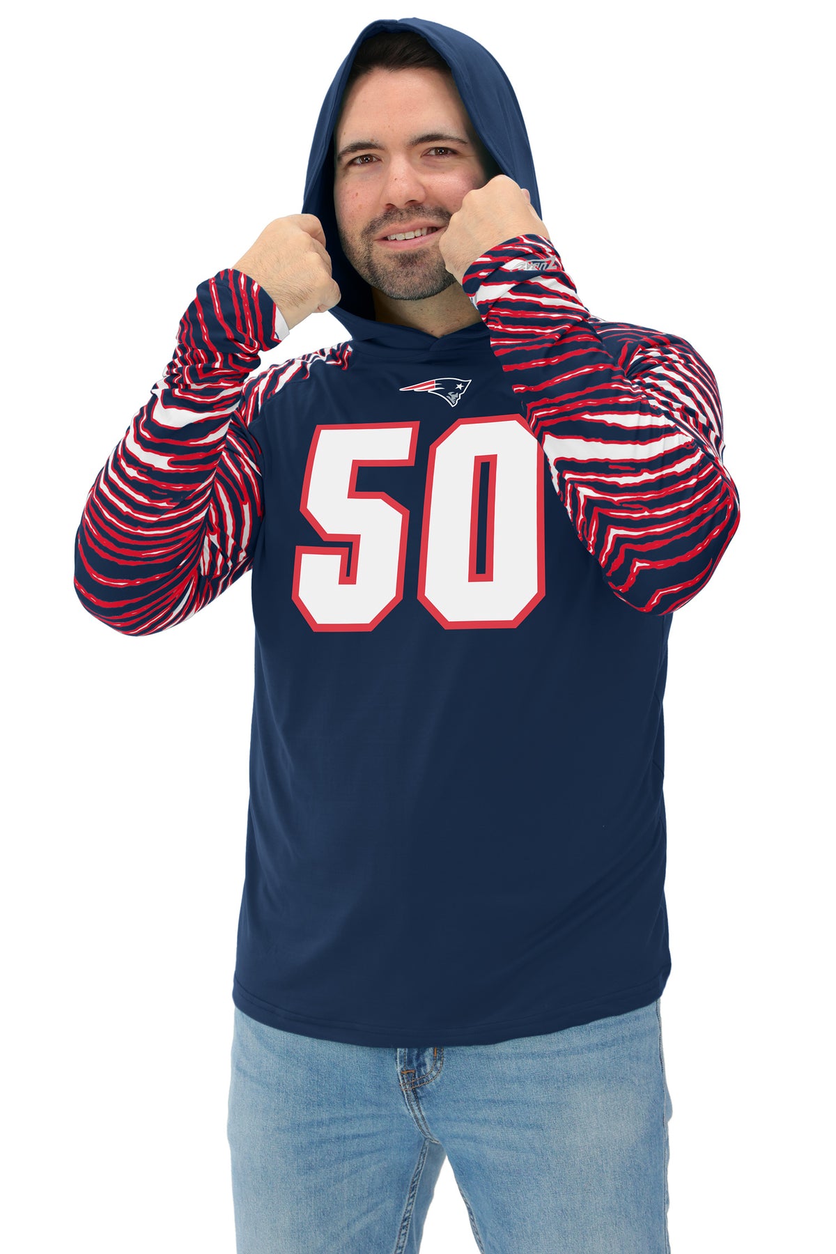 Zubaz NFL Legends Mike Vrabel New England Patriots Men's Legends Zebra Lightweight Hooded Tee